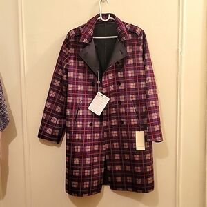 Liviana Conti Plaid Trench Coat Reversable NWT